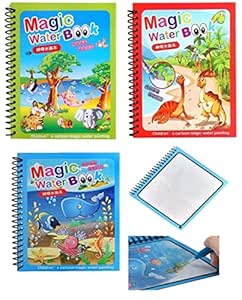 The Baby Magic Water Book for Kids 2-5 Years Colouring Books Set | Reusable Activity Book for Kids, Drawing Book and Pen |Coloring Doodle Board Games for Kids (8 Pages Each)